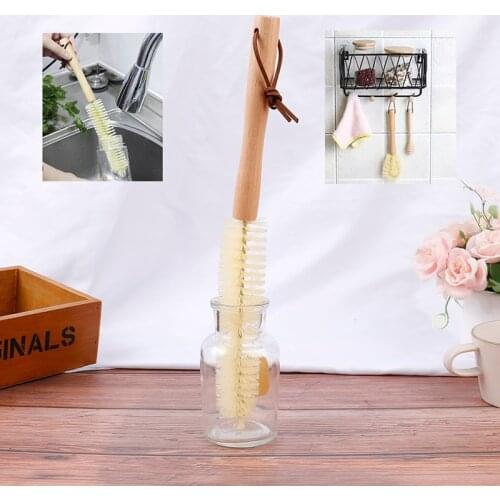 Bottle Cleaning Tool Wood Handle Scrubbing Brush Coconut Fibre Bottle Cleaners