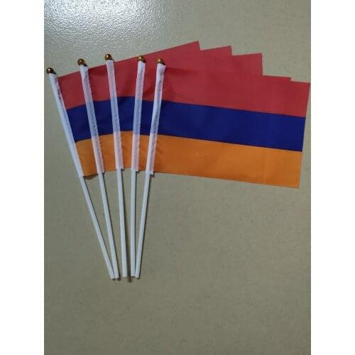 KAFNIK,5 pieces 14x21cm Armenian Flag, Holding Plastic Flagpole, Waving Flag, Parade, Sports Home Decoration Free Shipping
