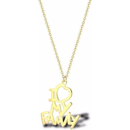 RIR Stainless Steel Classic I Love My Family Necklaces Creative Design Jewellery Necklace For Parents Gifts