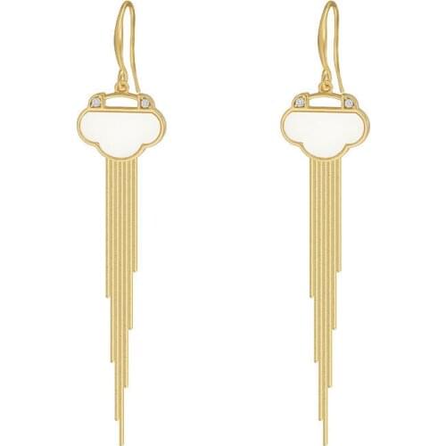 Creative Tassel Earrings For Women Fashion Chinese Style Jewelry Simple Golden Lock Drop Ears