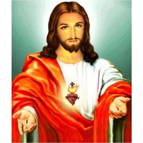30X40cm Round Full Drill Diy Diamond Painting Sacred Heart of Jesus Diamond Painting Wall Decor