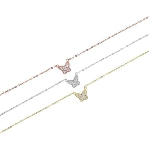 Summer cute butterfly necklace delicate minimal silver color jewelry cute lovely bling butterfly girls jewelry necklaces