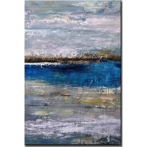 Mintura 100% Handmade Modern Abstract Pictures Oil Paintings Abstract Lake View Landscape Painting Home Decoration Art No Framed