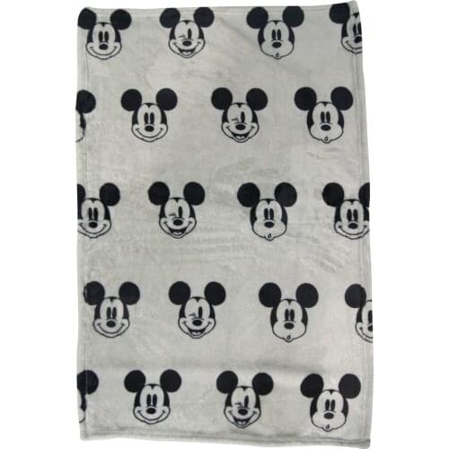 Disney Gray Mickey Minnie Mouse Cartoon Soft Warm Flannel Blankets Throws Flat Sheet 150x200CM for Children or Adults