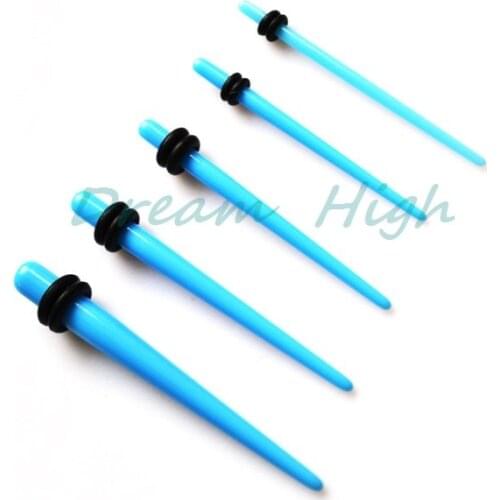 New Blue Color Ear Taper Stretcher Plug Earring Stretching Expander Expanding Kit Set 1.6-4mm 100pcs Body Piercing Jewelry