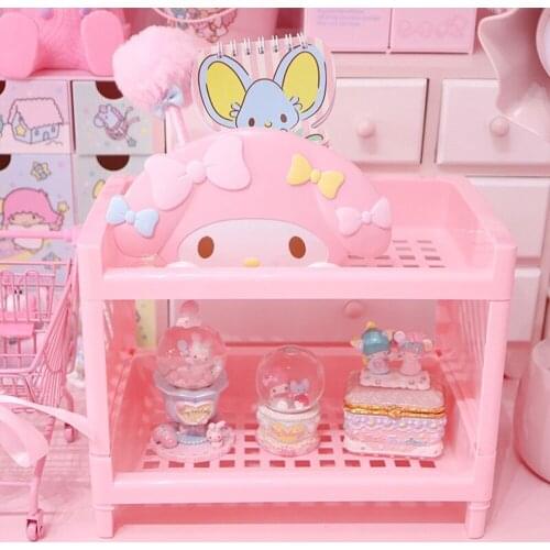 Pink Plastic Bathroom Storage Rack Holder Double Layer Cute Cosmetic Organizer Girls Desktop Makeup Shelf Home Room Decoration