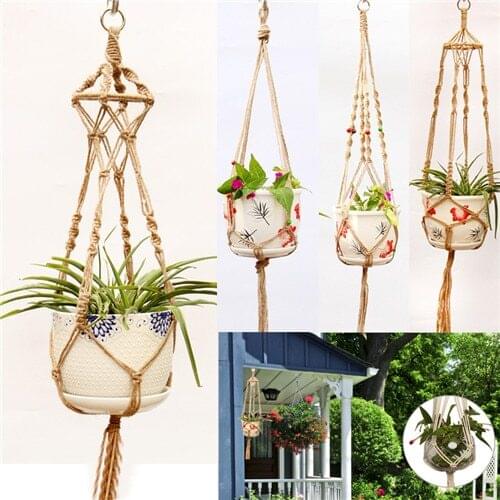 Vintage Decor Hanging Planter Basket Jute Rope Braided Craft Hanging Baskets Flowerpot Plant Holder Pot Macrame Plant Hanger