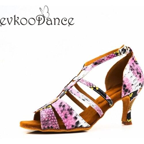 Evkoodance Zapatos De Baile dance shoes women snake leather 7cm heel height Professional Evkoo-632