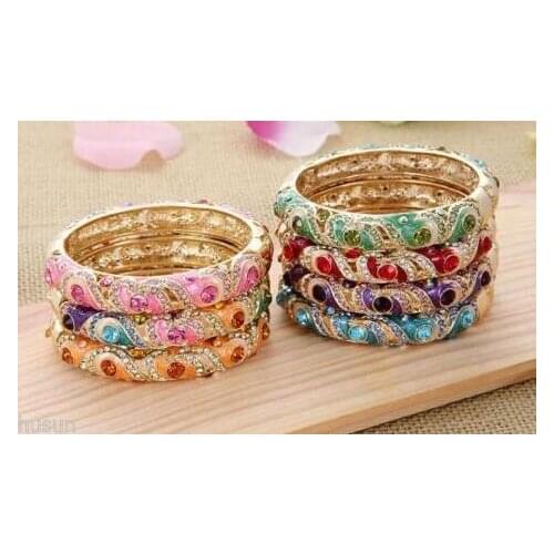 Wholesale 4pcs gorgeous Chinese hand encrusted rhinestone hollow Bracelet>>> women jewerly Free shipping