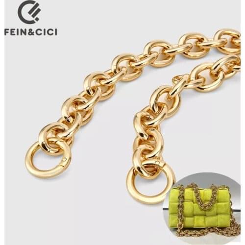 Gold Bronze metal thick large big chains strap famous brand handbag Belt Bag silver Strap Accessories Hardware high quality