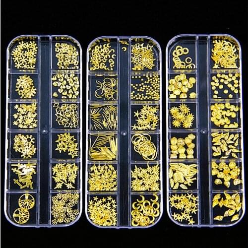 1Box Nail Art Resin Fillings Metal Beads Rivet Star Moon Shell Hollow UV Resin Epoxy Mold Filler For Diy Jewelry Making Tools