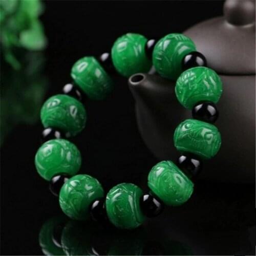 100% REAL GREEN JADE BRACELETS JADEITE BANGLES REAL BEADS BRACELET FOR MEN WOMEN JADE GIFT REAL GREEN JADE BANGLE 17*14MM