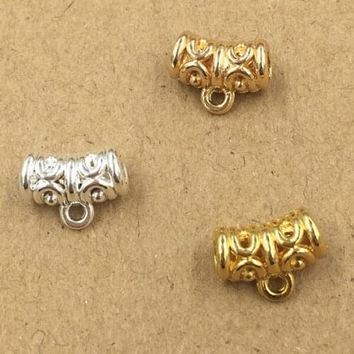 100 PCS 12*10mm Metal Alloy Silver Color Gold Bail Beads End Beads Connector Charm For Jewelry Making