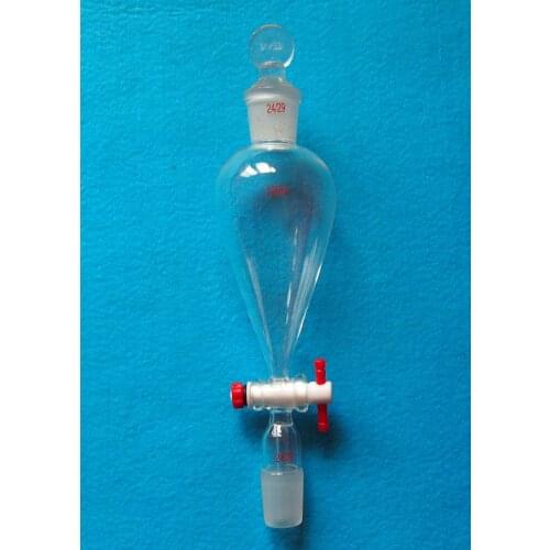 125ml,24/29,Lab Pyriform Separatory Funnel,PTFE Stopcock,Glass Stopper,Glassware