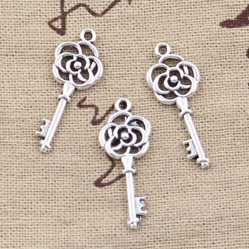 30pcs Charms Most Key 27mm Handmade Craft Pendant Making fit,Vintage Tibetan Bronze Silver color,DIY For Bracelet Necklace