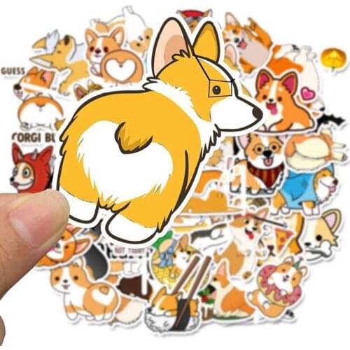 50pcs/set Cute Cartoon Corgi Personalized Doodle Decorative Stickers Scrapbooking Stick Label Diary Stationery Album Stickers