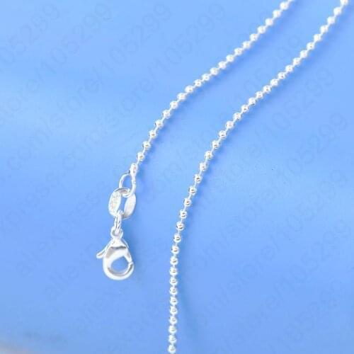 1PC Fashion Jewelry Necklace Chains 925 Sterling Silver Beads Prayer Chain+Lobeter Clasp For Pendant 16-30 Inches