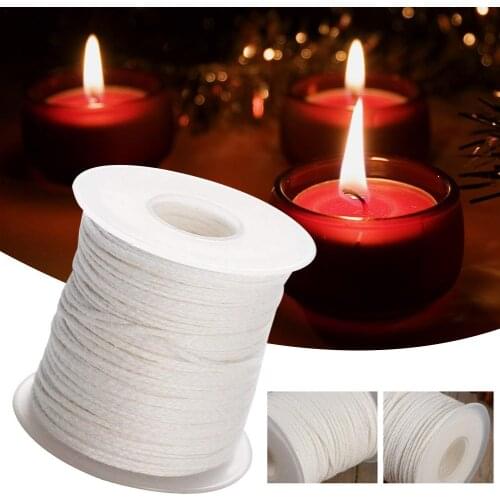 1 Roll 200 Feet 61M White Candle Wick Cotton Woven Core Spool Non-smoke Pillars And Tapers Slight Curl For Making DIY Candles