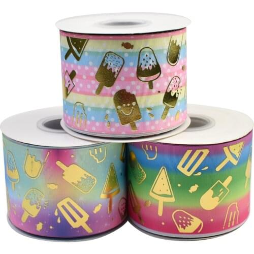 HSDRibbon 75mm 3inch hsd-design custom Ice cream Pattern on Grosgrain Ribbon