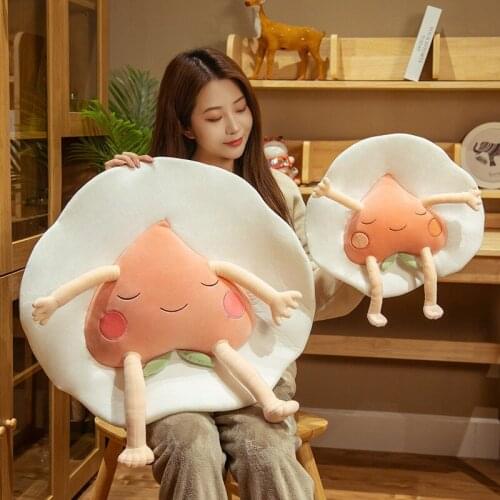 Creative Fruit Poached Egg Plush Toy Soft Stuffed Cartoon Food Plant Pineapple Peach Strawberry Carrot Doll Chair Pillow Cushion