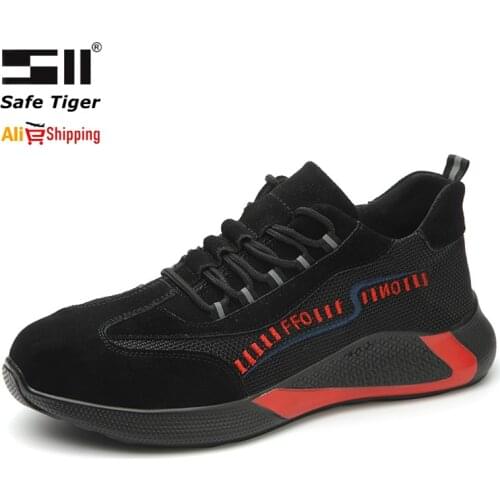 Breathable men safety shoes steel toe anti-smashing anti-puncture work shoes lightweight non-slip wear-resistant work sneakers