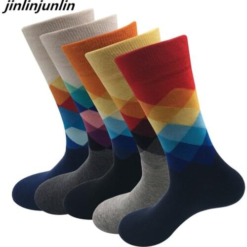 Cross-border specifically for mens tube stockings colored diamond socks mens cotton socks long socks wholesale
