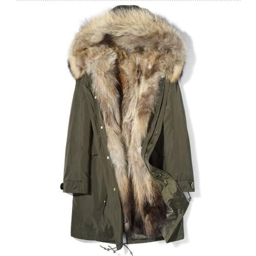Parka Homme Winter Jacket Men Natural Raccoon Fur Coat Mens Streetwear Overcoat Plus Size Parkas Veste P-P8238C MY1442
