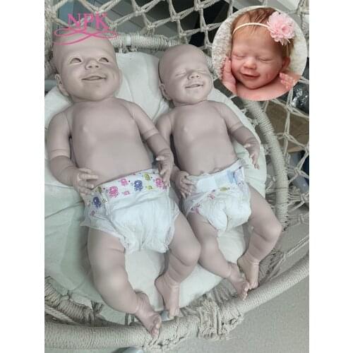 NPK DIY Full body Popular reborn doll kit sleeping April smiley face very soft touch fresh color unpainted unfinished doll parts