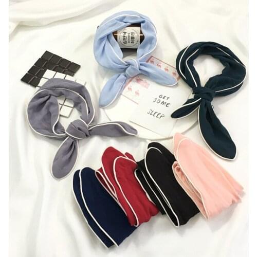 New Korea Cute Lovely Rabbit Ear Ribbon Headwear Metal Wire Scarf Headband Girl Cloth Turban Knot Hair Band DIY Hair Accessories