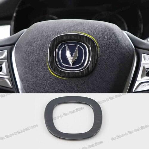 Lsrtw2017 Car Steering Wheel Logo Frame Trims Interior Accessories Chrome for Changan Cs75 2018 2019 2020 Carbon Fiber
