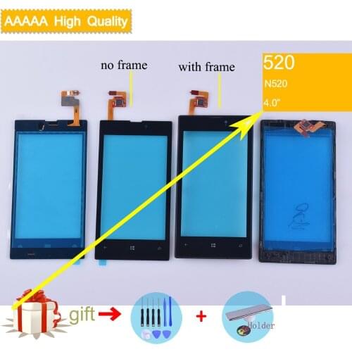 N520 touch screen For Nokia Lumia 520 N520 TouchScreen Sensor Digitizer with frame Glass Lens Front Panel replacement