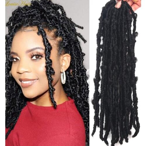 Louis Hair Butterfly Locs Crochet Braids Hair 12'' 18'' Distressed Faux Locs Crochet Hair 16Strands/pack Locs Pre-Twist Braiding