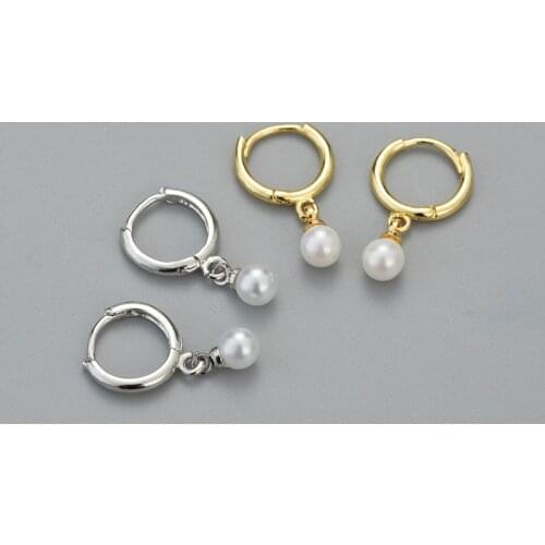 Fashion Geometric Pearl Hoop Earrings Simple Elegant Small Earrings For Women Pendant Jewelry Gift