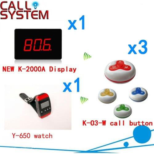 Restaurant Call Waitress System Top Popular K-2000CT Display With Y-650 Watch And K-O3 Button( 1 display+1 watch+3call button )