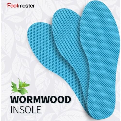 FootMaste Wormwood Deodorization Insoles Soft Memory Foam Breathable Mesh Comfortable Shoes Pad Cushioning Inserts for Men Women