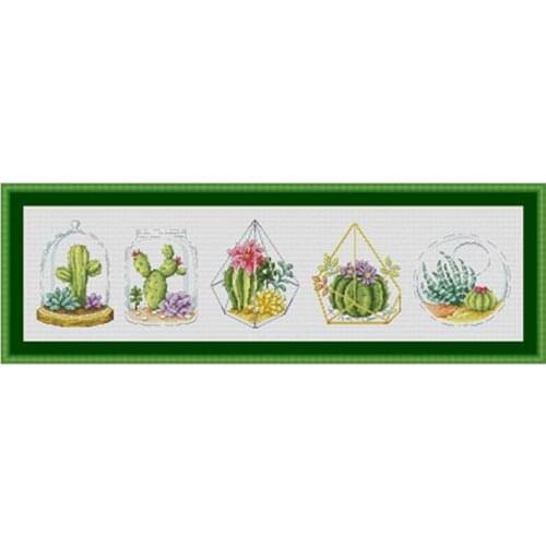 Cactus plant patterns Counted Cross Stitch 11CT 14CT 18CT DIY wholesale Chinese Cross Stitch Kits Embroidery Needlework Sets