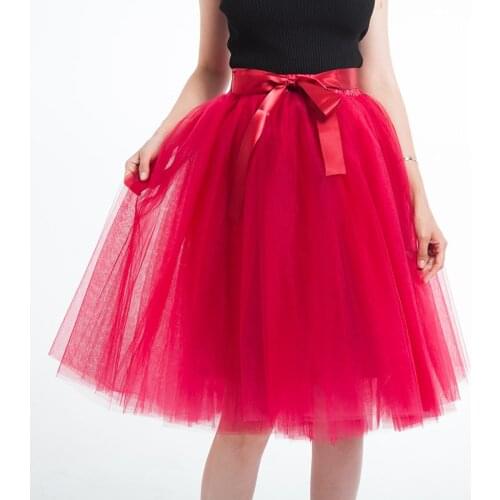 5 Layer 65cm Knee Length Tulle Skirt Elegant Pleated Tutu Skirts Womens Vintage Lolita Petticoat faldas mujer Saia Jupe