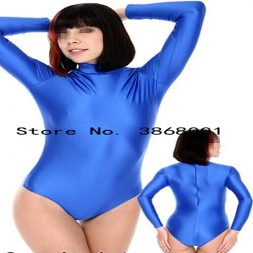 Brnd Lycra Spandex Bodysuit Women Ballet Gymnastics Leotard Justaucorp Unitard Long Sleeve mens with penis sheaths
