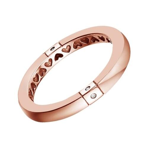 Logo & Hearts Ring Clear CZ Wedding Ring Rose Gold Jewelry Making For Woman Fashion Female Rings For Party Proposal Ring