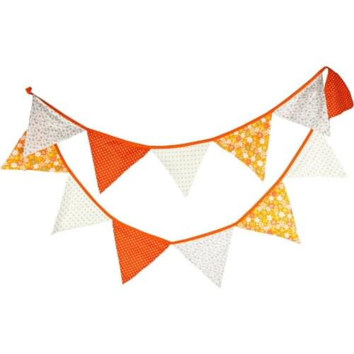 1pcs 3.3M Length 12Flags Orange White Flower Dot Children Birthday Cloth Banner Decorations Home Wall Deco Pennant Shooting Tool