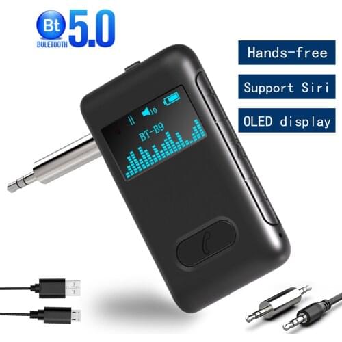 5.0 Receiver LCD Display 3.5mm AUX RCA Stereo Music Wireless Auido Adapter With Microphone For Speaker Car MP3 PC