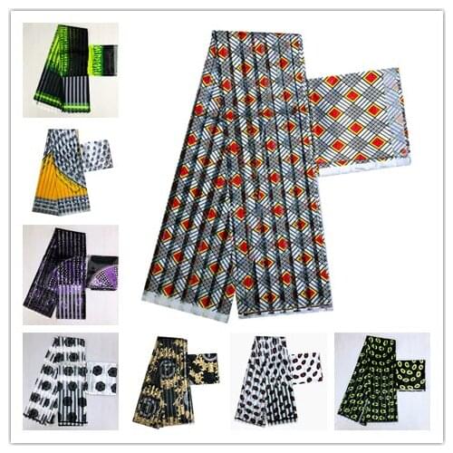 Satin silk organza fabric hot selling african silk wax fabric for women dress 4+2yards
