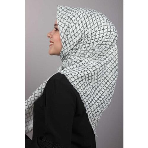 BAYSEM PATTERNED LINEN FLAMLI SCARF-DESEN-07-RENK-13