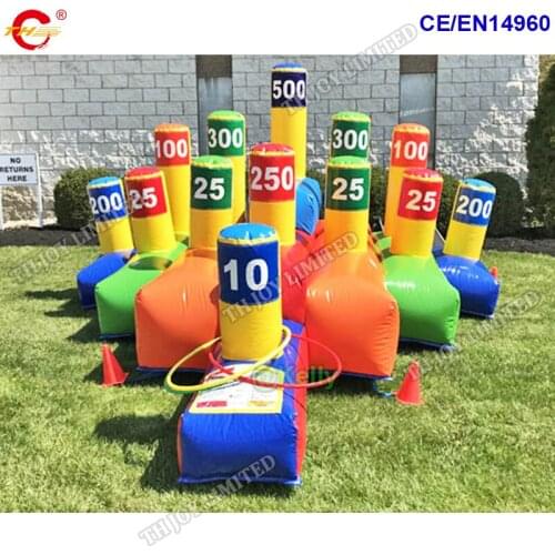 Free door shipping inflatable hoopla game for sale, commercial inflatable rings tossing carnival game inflatable sport games