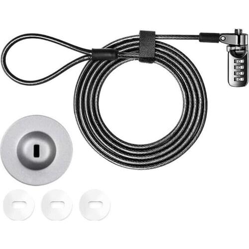 Security Anti-Theft Combination Laptop Notebook Cable Lock 4 Digit Password Lock with Adhesive Security Plate