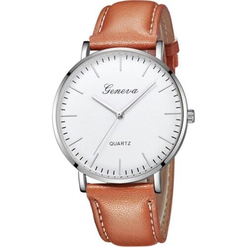 Womens luxury watch Ultra-thin Geneva Fashion Simple Watch Womens Leisure Analog Leather Quartz Wrist Watches часы женск