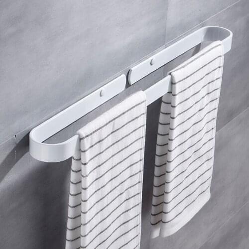 Black Towel Holder White Towel Hanger Aluminum Towel Ring Bathroom Wall Mounted Towel Bar Rail Bathroom Towel Rack