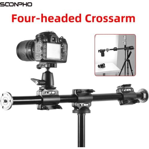 Four-headed Crossarm for Photography Camera SLR Lengthened Extension Pole Shooting Props Multi-function Crossbar with Fixed Knob