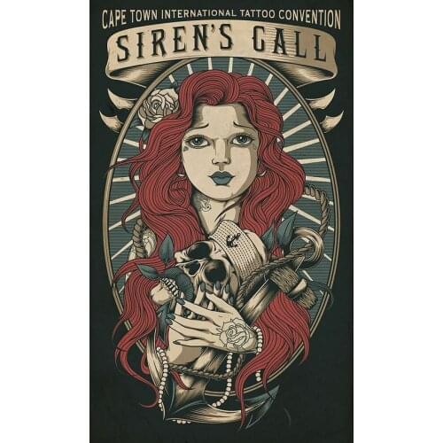 Cartel de pared de estaño, cartel internacional de Ciudad del Cabo, para tatuaje