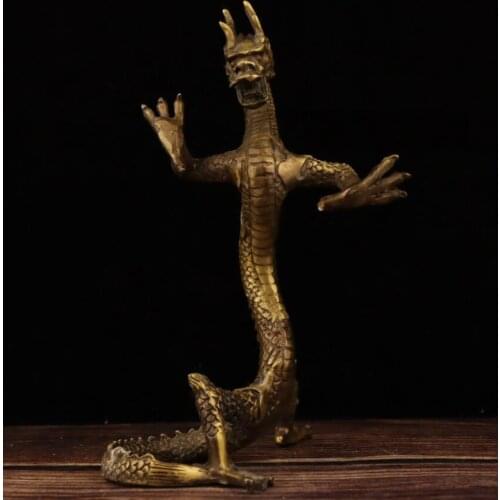 China brass archaize Stand dragon crafts statue